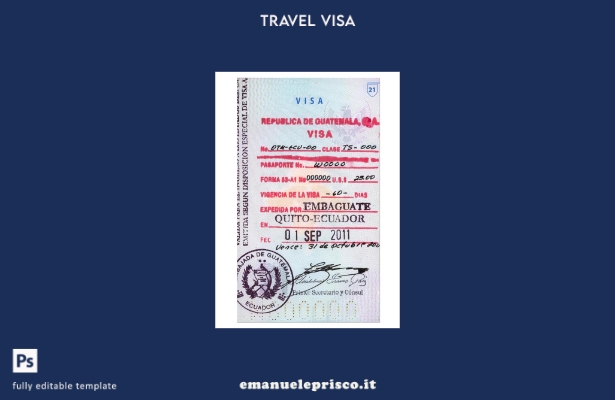 modello di visto per il Guatemala in stile verificato